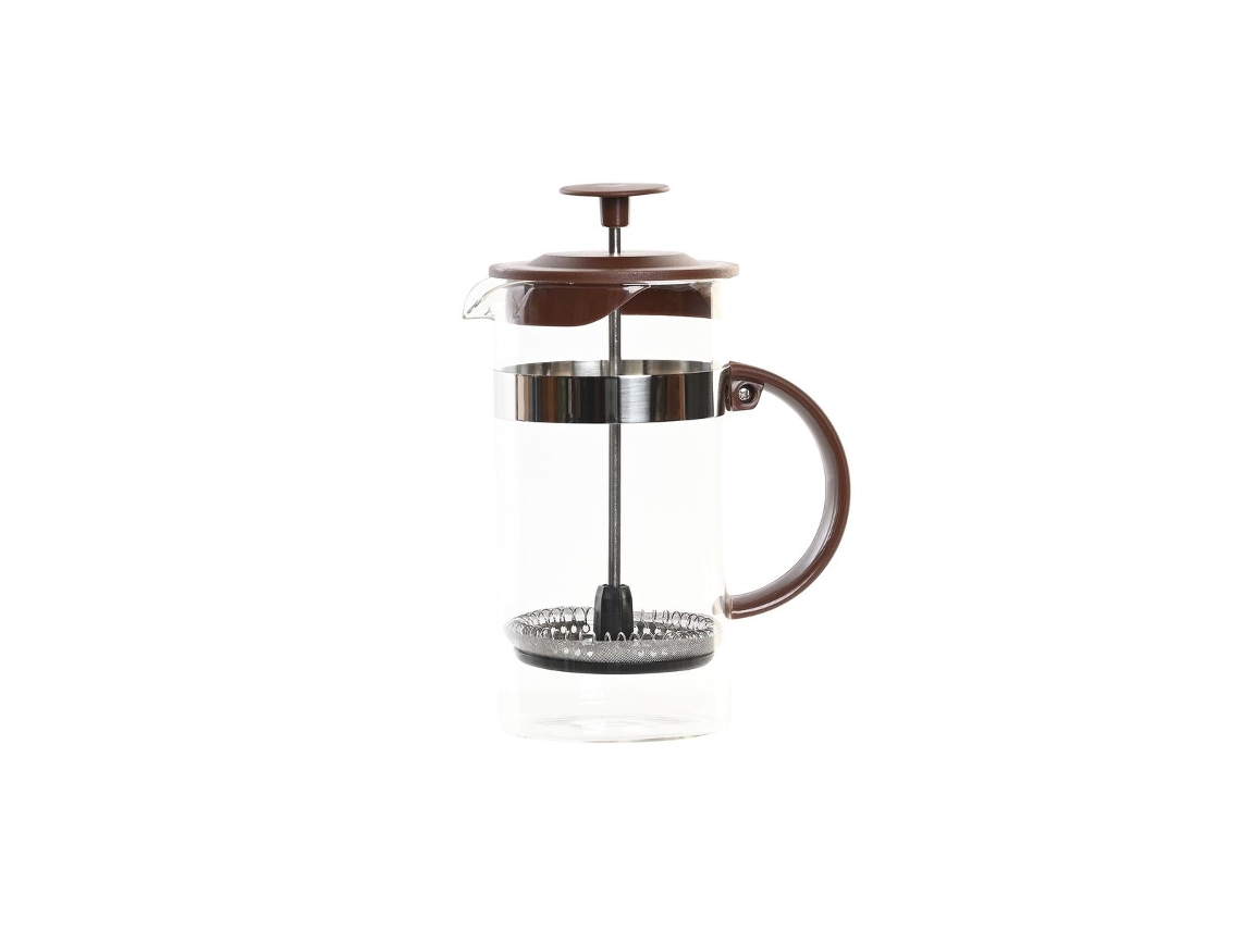 Cafetera de Émbolo Dkd Home Decor Castanho Transparente Acero Inoxidable Vidro de Borosilicato 16 X 9 X 18,5 Cm 350 Ml