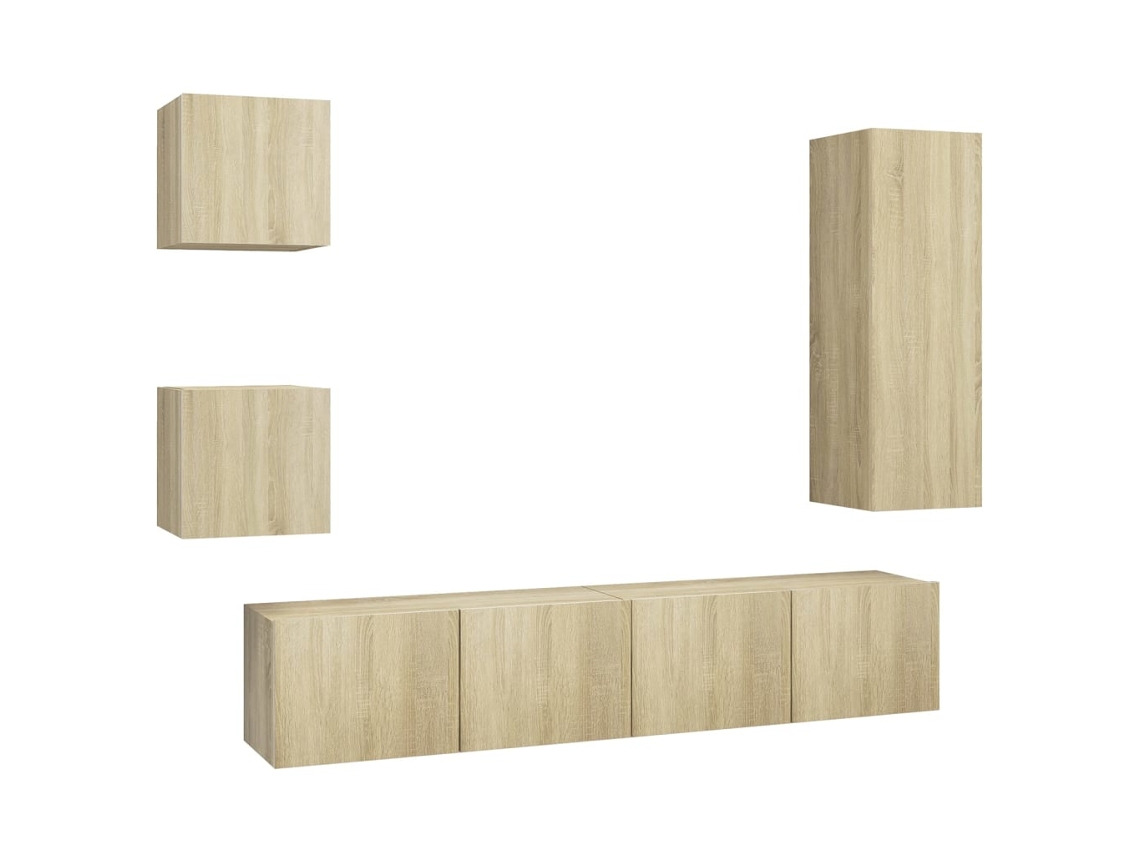 Maison Exclusive - Set Muebles De Salón Tv 5 Pzas Madera Ingeniería Roble Sonoma