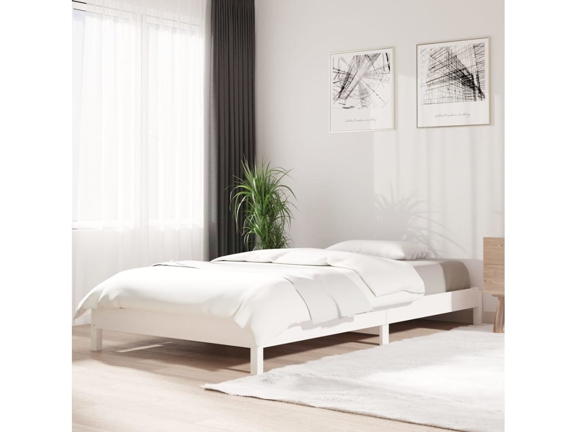 Cama Apilable De Madera Pino Maciza Blanca 100x200 Cm