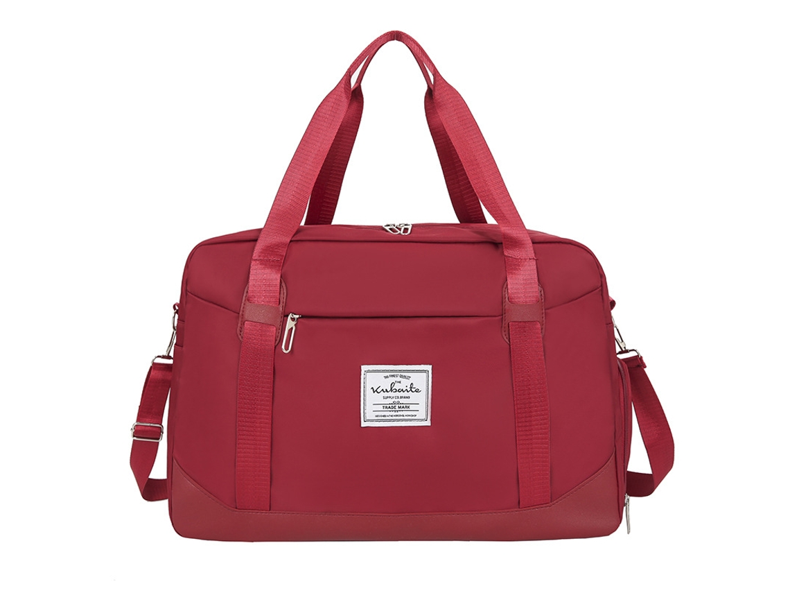 (Rojo) Bolsa de viaje portátil, bolsa de entrenamiento y fitness, con compartimentos separados para artículos secos y mojados, práctica