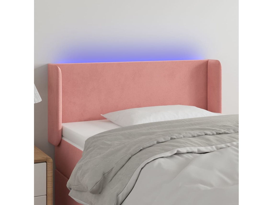 Cabecero Con Led De Terciopelo Rosa 103x16x78/88 Cm