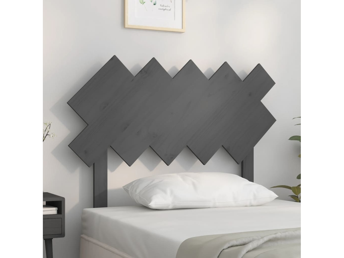 Cabecero De Cama Madera Maciza De Pino Gris 104x3x80,5 Cm