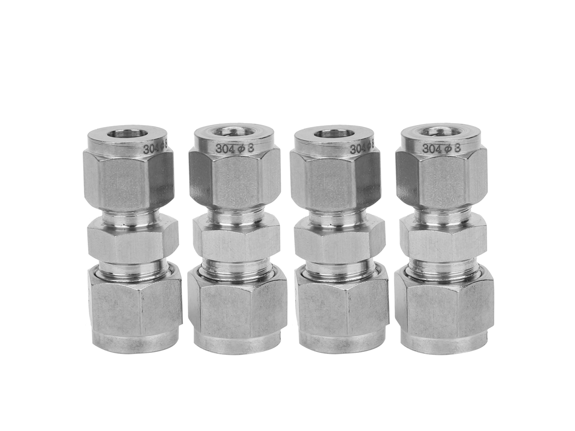 2026velora-4 Piezas Adaptador De Tubería De Compresión Acero Inoxidable Doubleferrule Convertidor (ф8/ф10) Herramientas Industriales