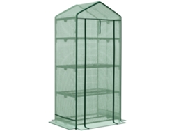 VPMKP - Miniinvernadero Outsunny para plántulas con cubierta de aluminio y 3 estantes, puerta enrollable, huerto, verde, 69x49x125 cm, ideal para entusiastas de la jardinería...