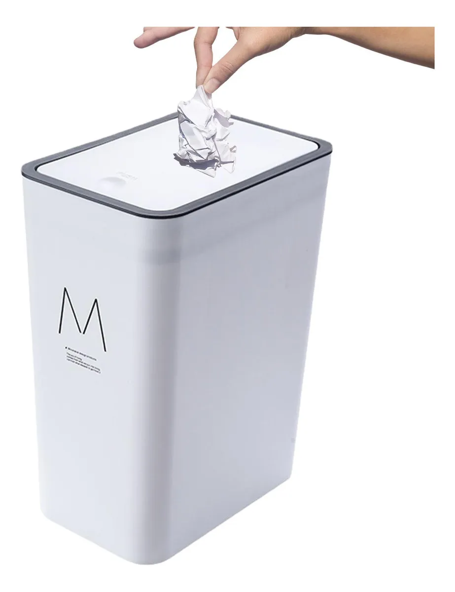 Cubo de basura estrecho Pvayotoy con tapa a presión para basura