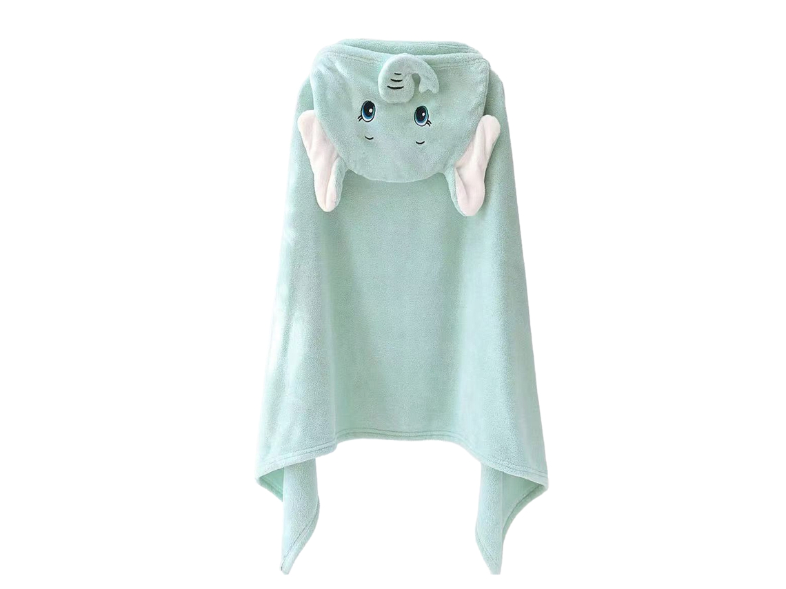 Bata Manta Infantil Con Capucha Diseño Elefante. 70x140 Cm.