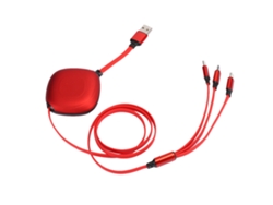 Cable De Carga Rápida 3 En 1, Tpe Flexible, Estiramiento Unidireccional, 1 M, Rojo