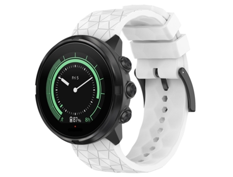 Correa de reloj inteligente para Suunto 9 Baro 24 mm Silicona con patrón de fútbol (Blanco)