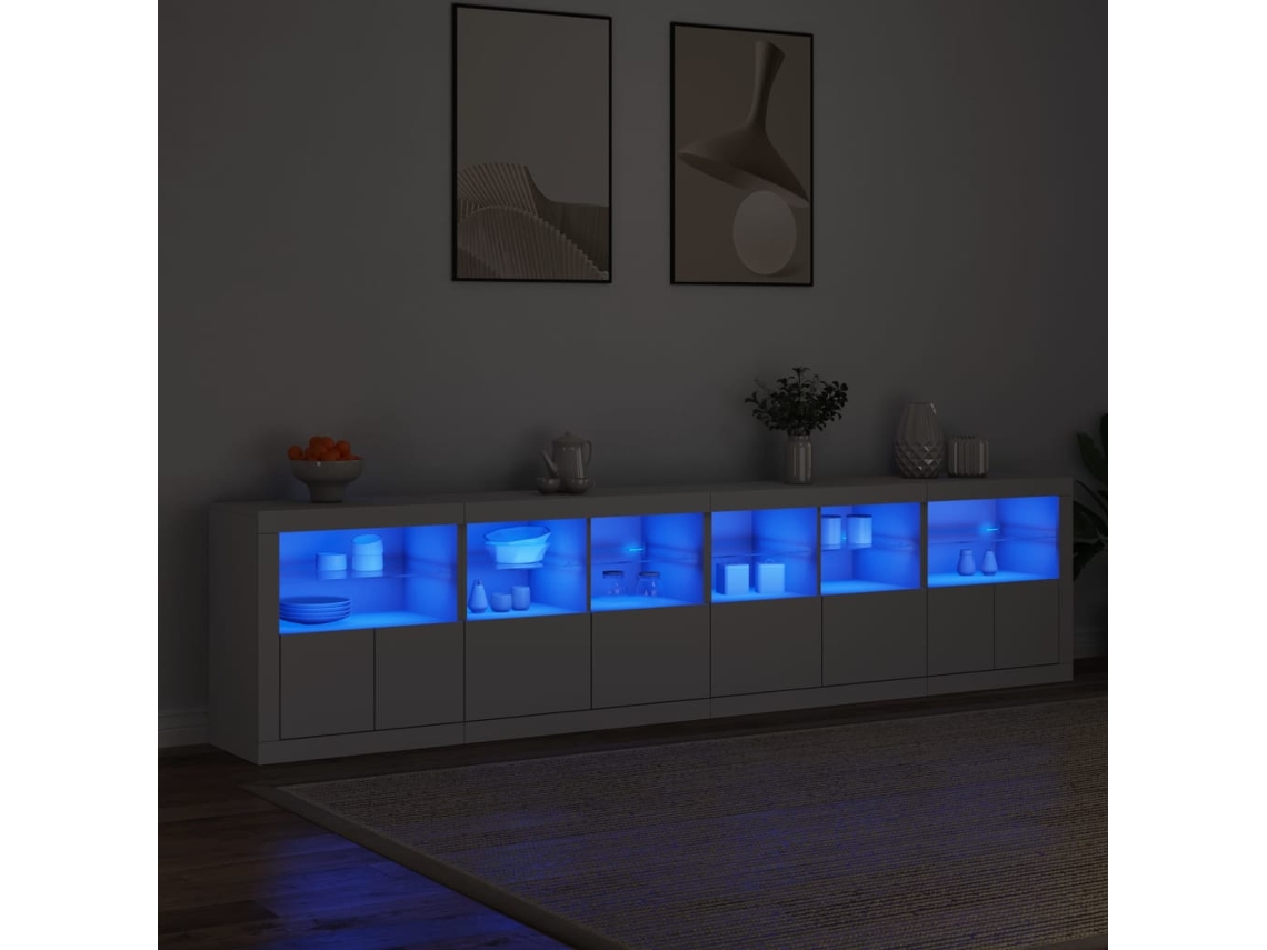 Aparador Con Luces Led Blanco 283x37x67 Cm