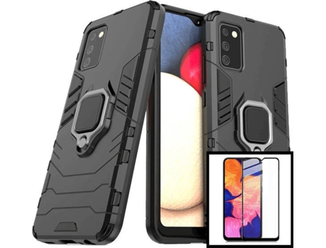 Kit Carcasa y Protector Cristal 5D Samsung Galaxy A02s PHONECARE 3X1 Military Defender
