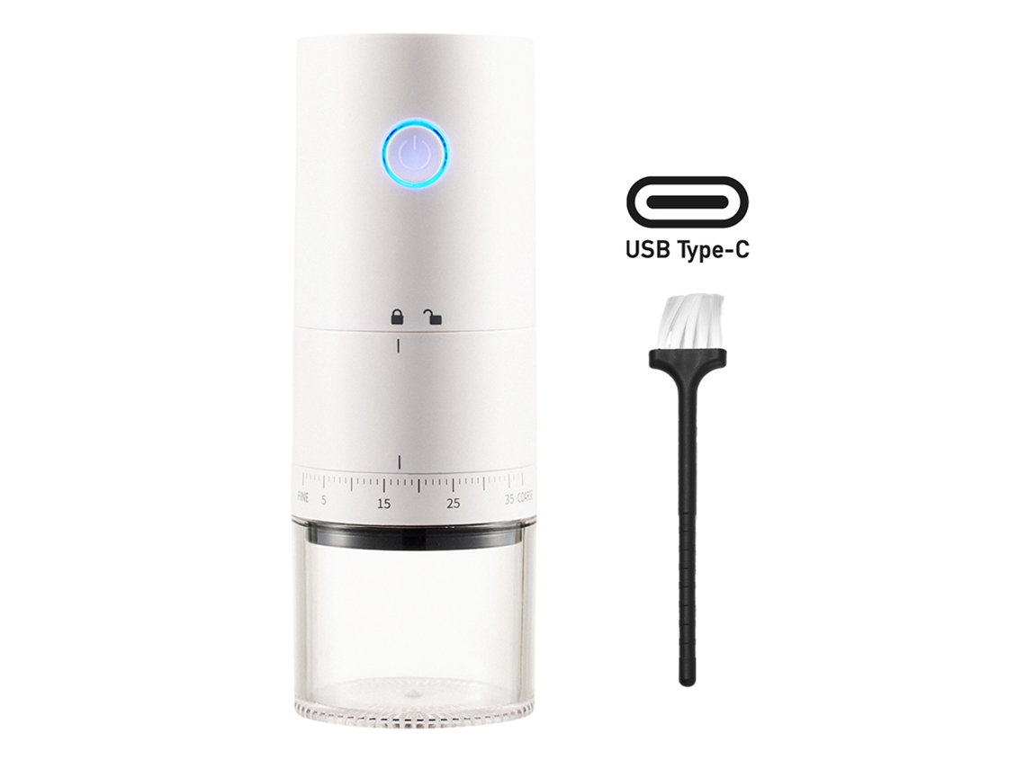 Molinillo De Café Eléctrico Portátil Usb Con Muelas, De Cerámica, Con Múltiples Ajustes Y Cepillo Incluido.