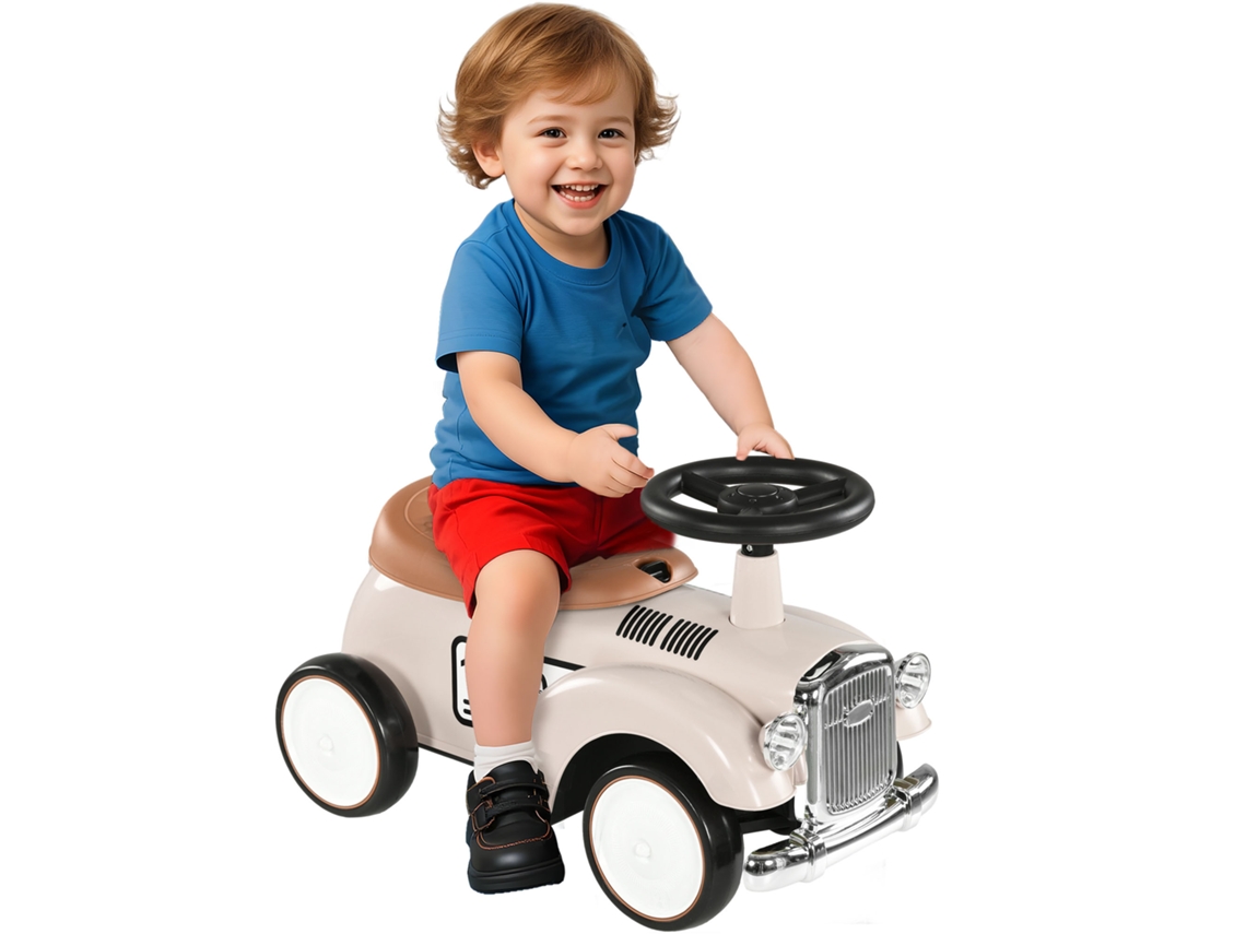 Carrinho Infantil 12-36 Meses Buzina Armazenamento Volante Creme