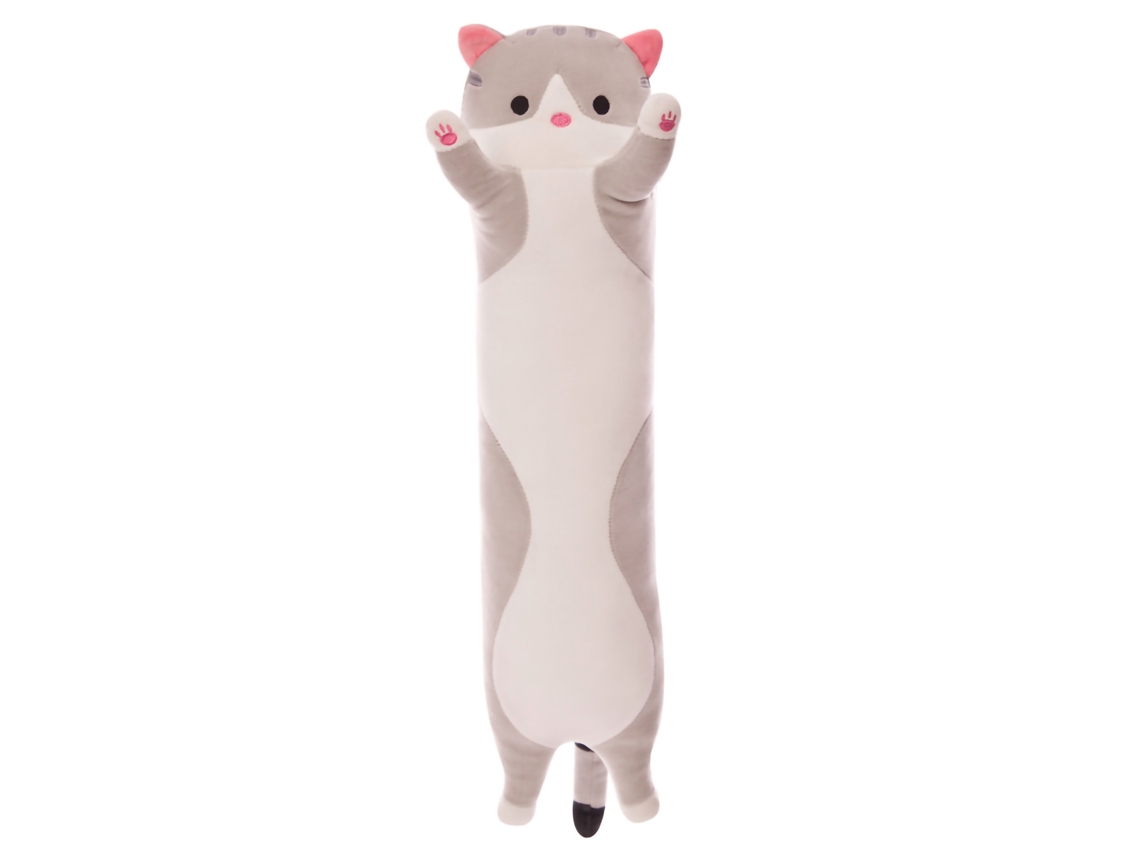Juguete De Peluche Gato Cartelón Suave Almohada Larga Para Niños Gris 70cm/27.56in