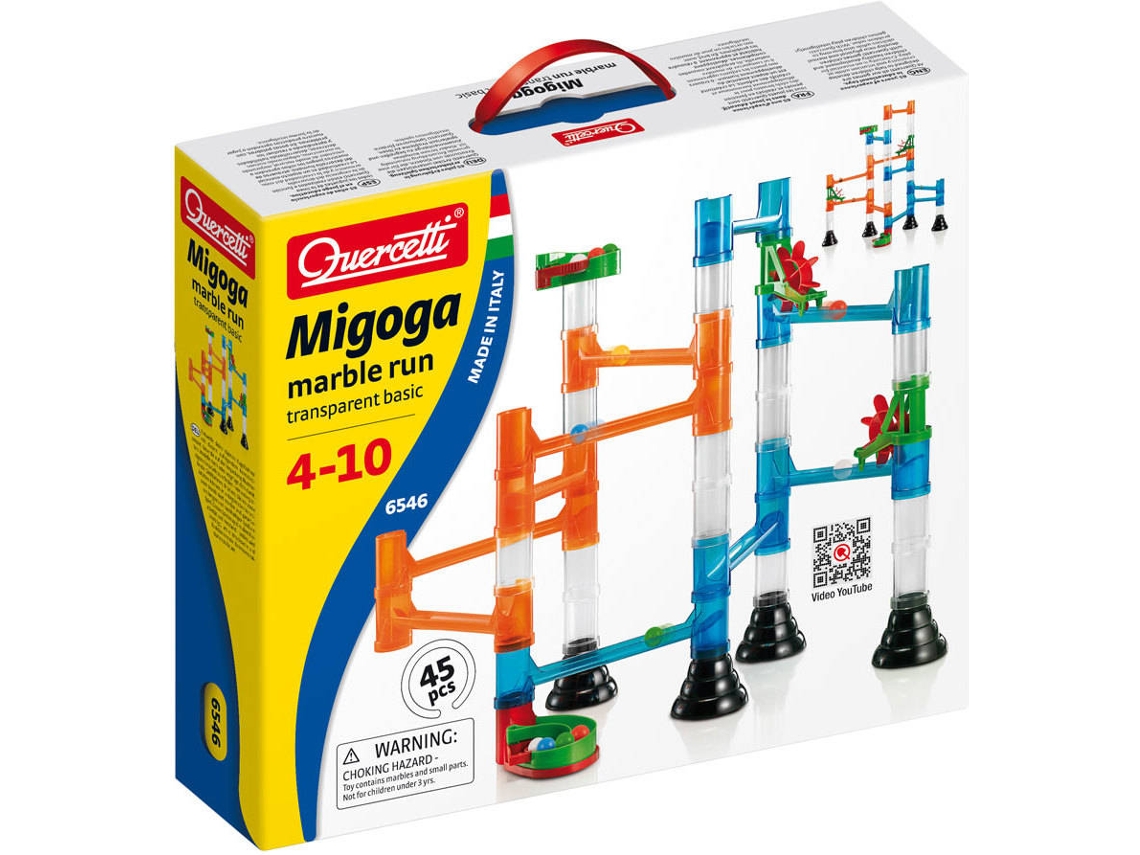Juego Educativo QUERCETTI Marble Run Migoga Carrera de Bolas Transparente 45 pz (Edad Mínima: 4 Años - 34 x 29 x 7 cm)
