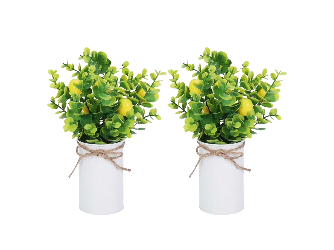 2 manzanas artificiales en jarrones para decoración de mesa