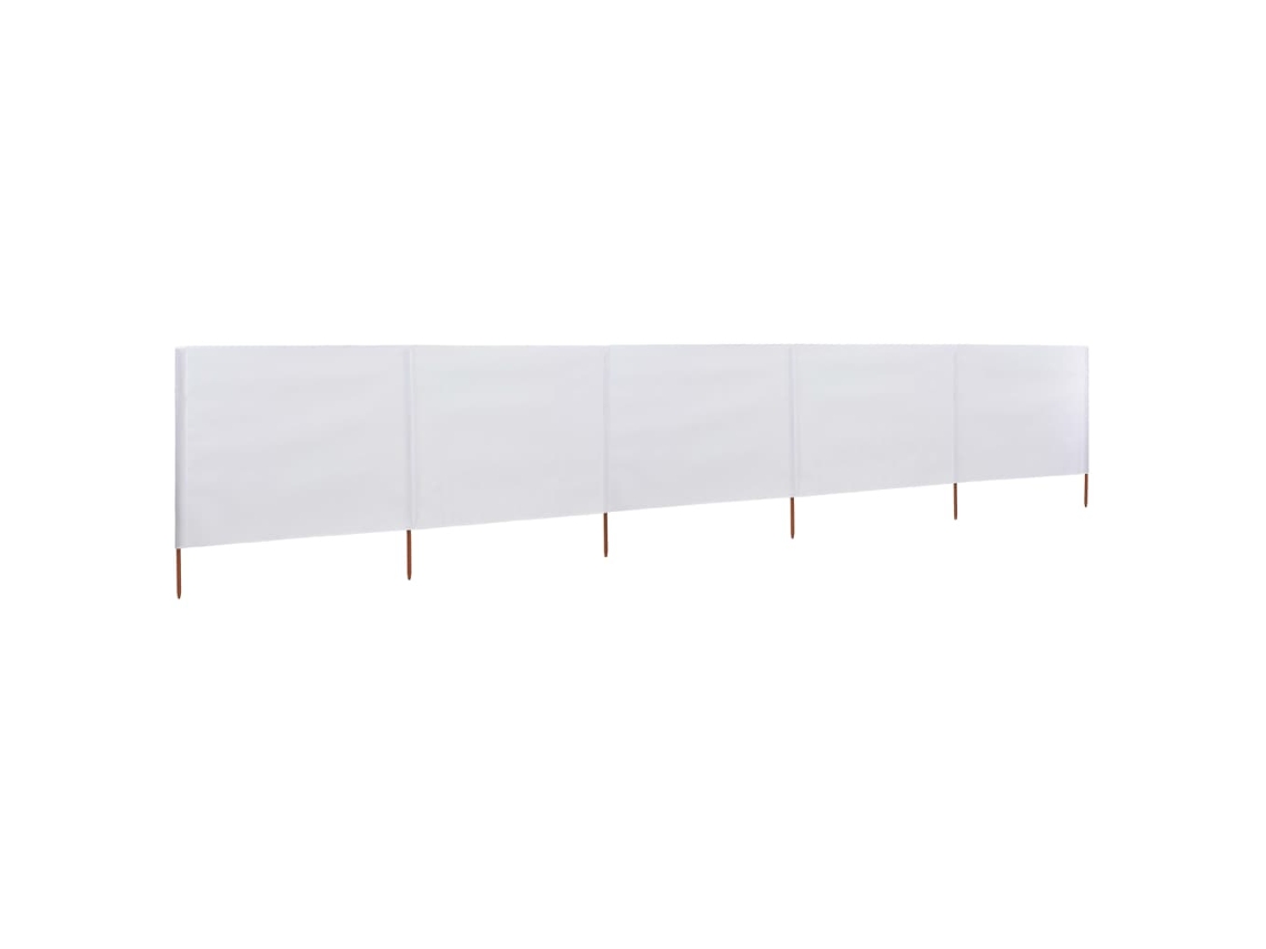 Mampara para viento | Mampara de 5 paneles de tela, 600 x 120 cm, color arena blanca, WSD745312, Adorable House