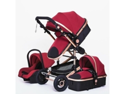 Cochecito de bebé 3 en 1 con asiento de coche y cesta trío, reversible, ajustable, alta calidad, ruedas irrompibles, cesta roja.bazarland30 POS