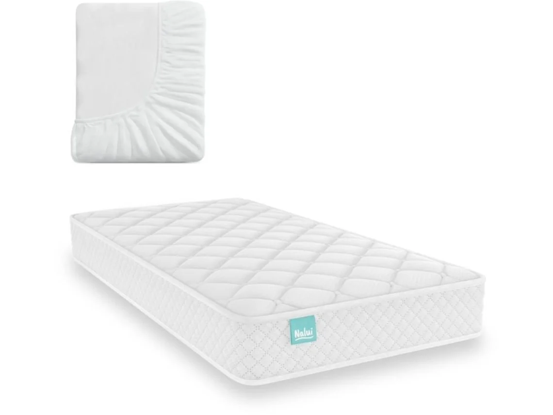 Colchón Cuna 70x140 Cm + Protector Tencel Baby One ±12cm + Protector Tencel | Certificado Oeko-tex®| | Hecho En España Blanco
