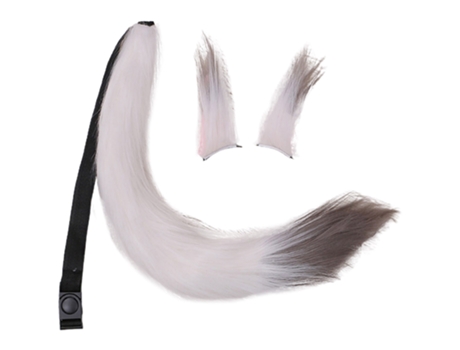 Disfraz De Cola De Lobo Con Orejas - Blanco Y Gris Disfraz De Cola De Lobo Con Orejas - Blanco Y Gris JEIIBRZUI