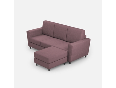 Sofá de 3 plazas (tres plazas de 60 cm) pouf dimensiones L.212 P.155 color ciruela ITYHOME
