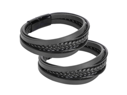 Conjunto De 2 Pulseras Vintage Con Cierre Magnético, Tejidas A Mano, De Piel Sintética Negra, 20,5 Cm.