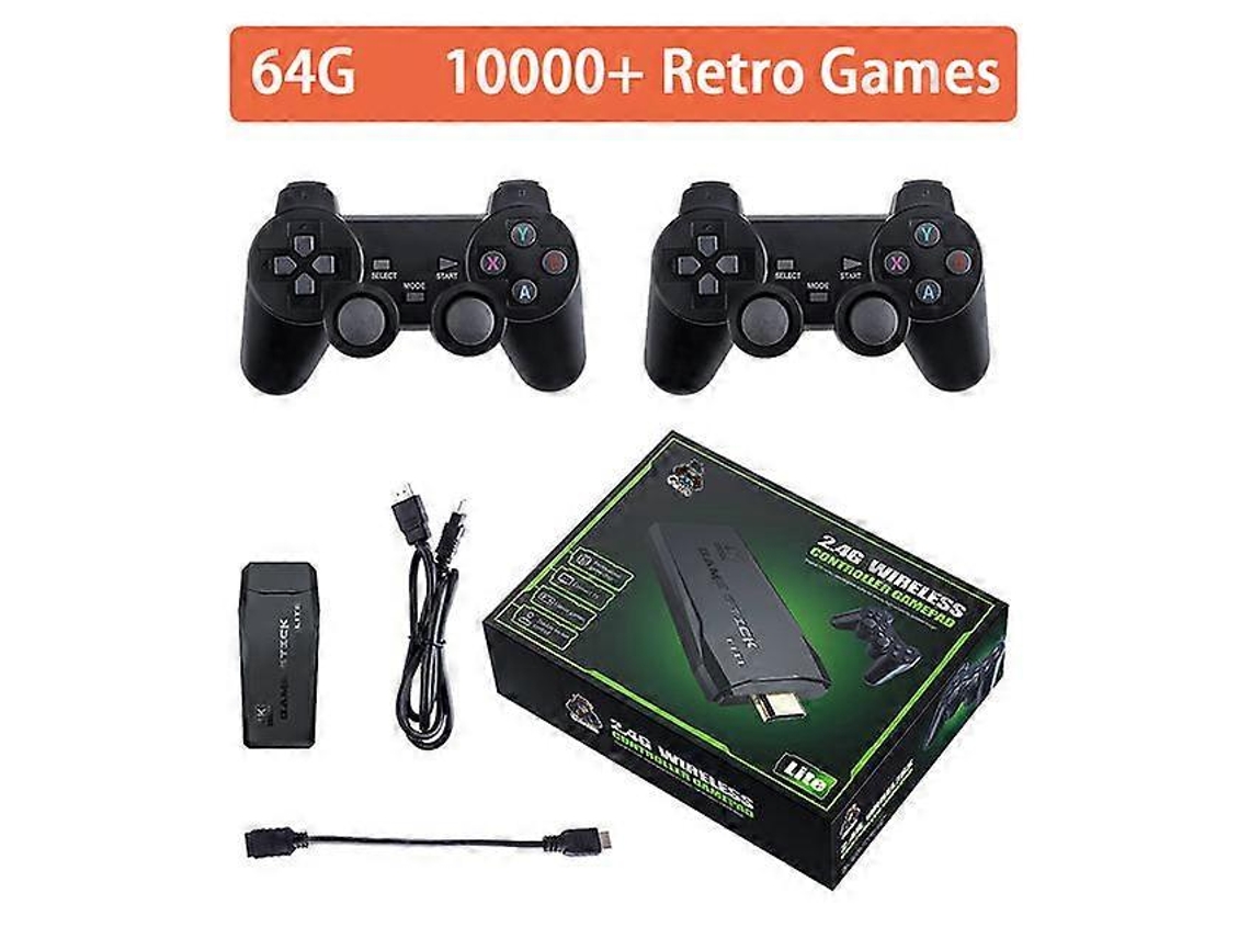Consola de videojuegos de 64 GB con 14 000 juegos integrados, portátil, mando inalámbrico y Game Stick para PS1, GBA, MAME, GBMD, Neo y Hengjian.