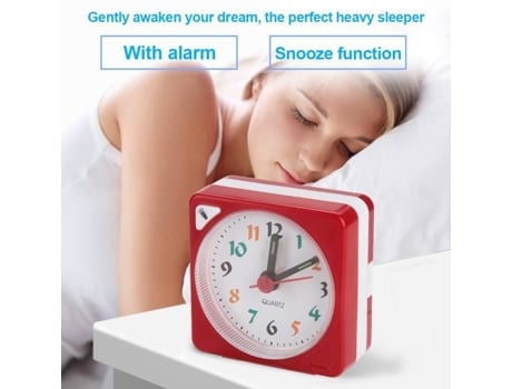 Despertador de Viaje HURRISE Mini Reloj Despertador de Luz Led de Cuarzo para Viaje con Función de Siesta Rojo Operado Por Batería