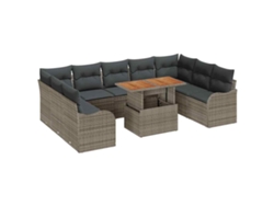 Maison Exclusive - Conjunto De Sofá De Jardín Con Cojín Manual 10 Pcs Gris