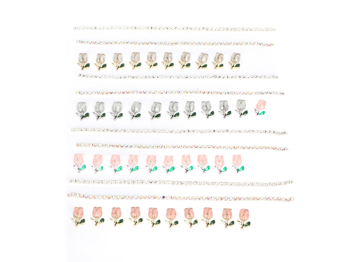 4 Cadenas De Clavos Con Diseño Floral Decorativo, Metal Brillante Y Delicado