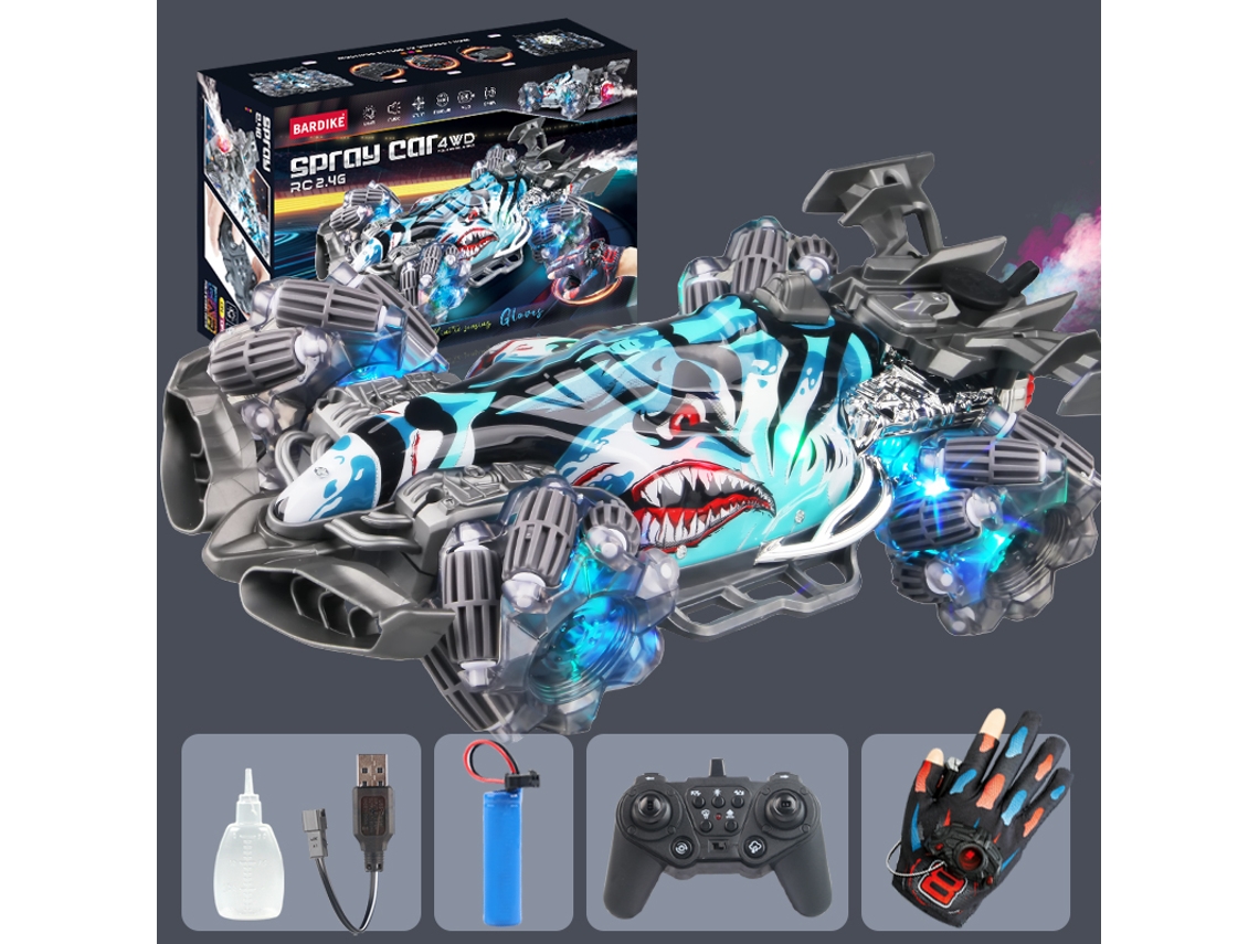 Coche RC 4x4 de 2,4 G para niños con control remoto, detección de gestos, luces de colores, rociador, acrobacias y carreras todoterreno. Aeuzwr