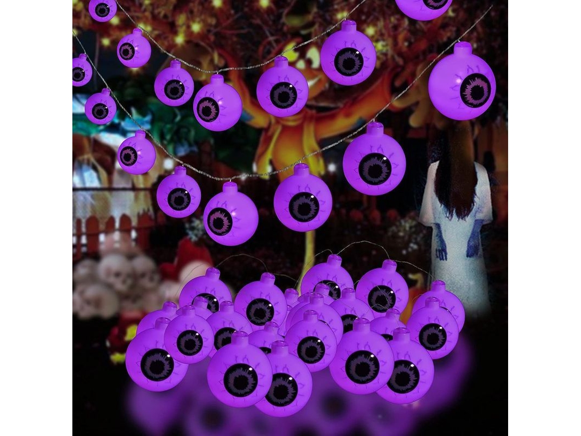 Guirnalda De Luces De Halloween Con Ojos, 30 Led, Resistente Al Agua, 8 Modos, Control Remoto.