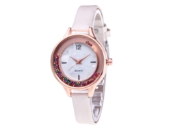 Reloj De Pulsera De Cuarzo Para Mujer Zhoulianfa Con Correa Delgada De Pu Y Esfera Redonda (blanco)