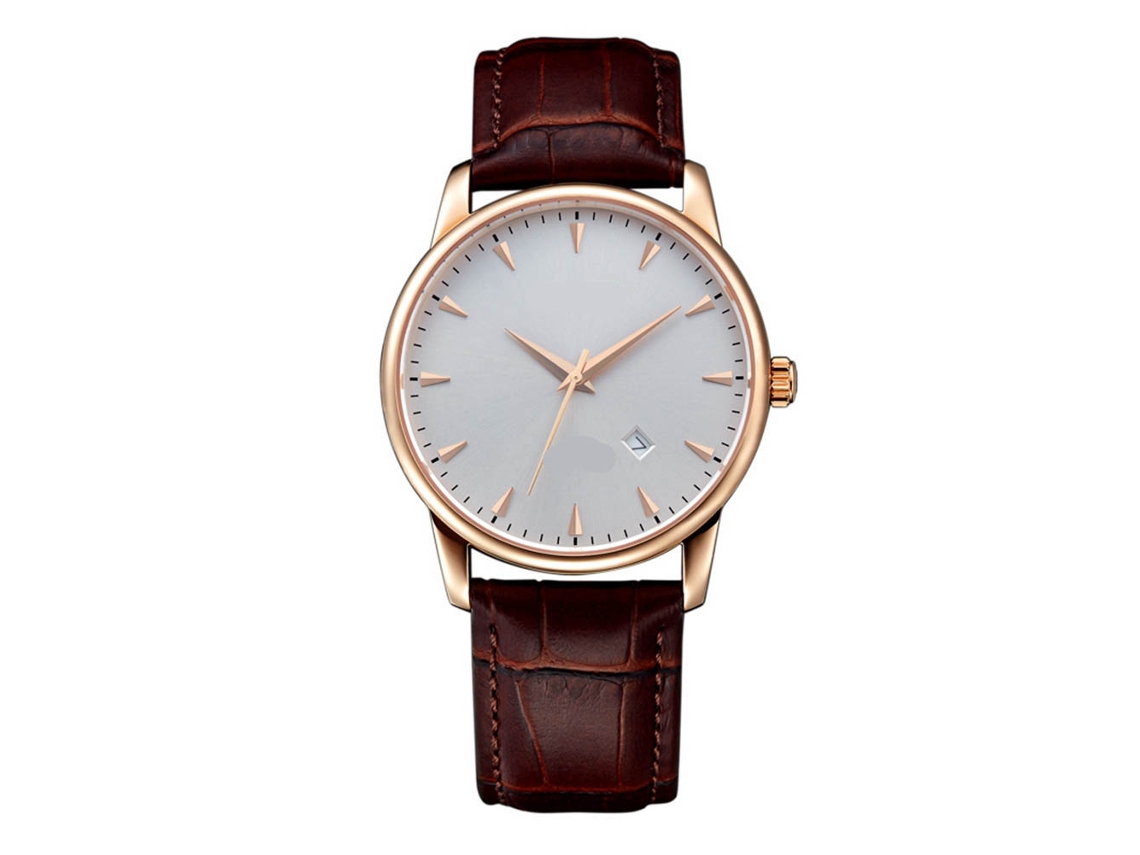Reloj De Pulsera De Cuarzo Para Hombre, Importado, Resistente Al Agua Hasta 30 M, Esfera Blanca, Caja Rosa.
