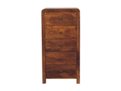 Cómoda alta Aspen de madera maciza, 5 cajones con patas, marrón, ARTISAN FURNITURE EST 1995 TM