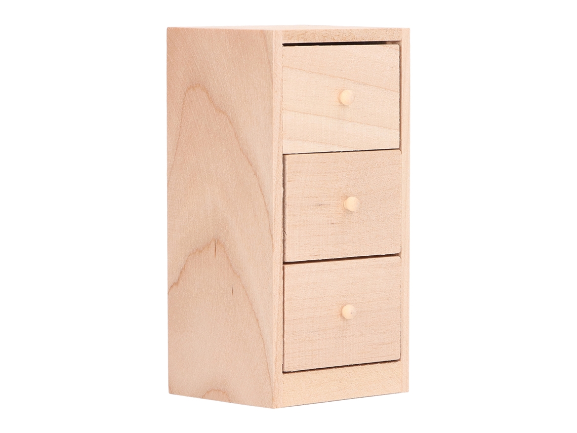 Modelo De Armário Mini Com 3 Gavetas Móvel De Armazenamento Casa De Bonecas Em Escala 1:12