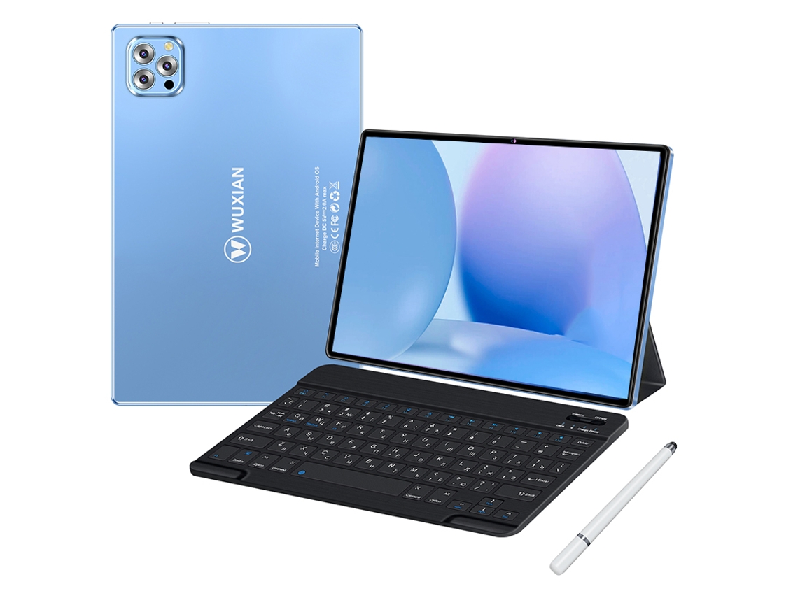Tablet WUXIAN V62 + Teclado Bluetooth + Funda de Cuero + Auriculares + Stylus Pen (10.1'' - 64 GB - 4 GB RAM - Wi-Fi-4G-GPS - Azul)