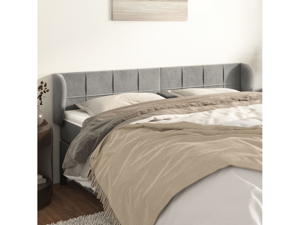 Cabecero de terciopelo gris claro 183x23x78/88 cm