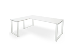 Escritorio esquinero con cajones a la izquierda. Estructura metálica cerrada, color blanco. 75 x 180 x 160 cm. Blanco. Ofilike.