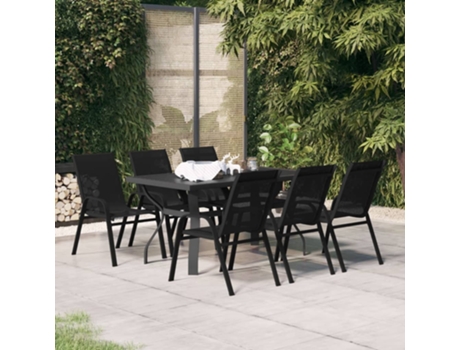 Conjunto 7 de comedor para jardín VIDAXL negro
