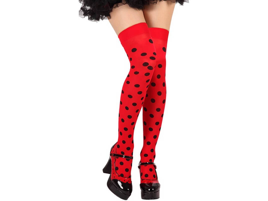 Medias DISFRAZZES Rojas Con Topos (Talla Universal )