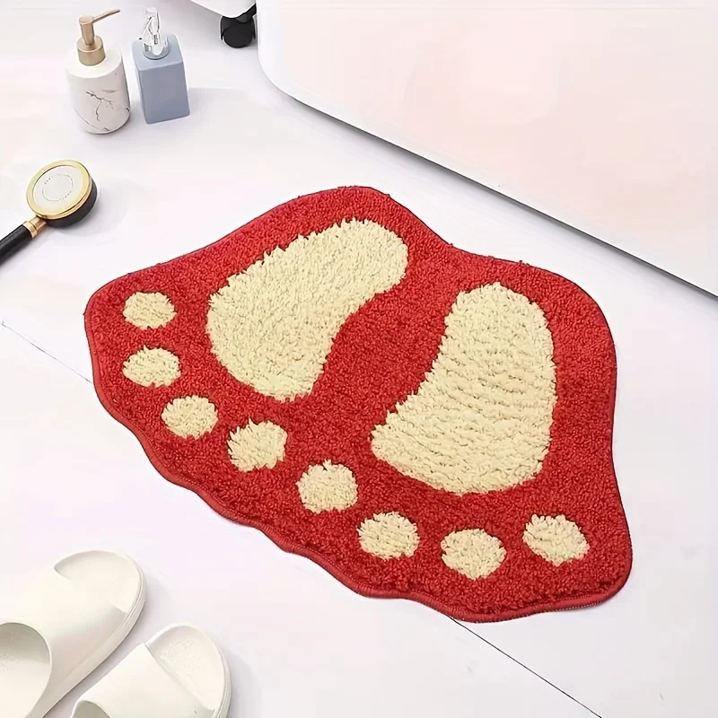 Bonita Alfombra De Baño De Felpa (roja, 60 X 90 Cm), Absorbente De Agua, De Secado Rápido Y Antideslizante.