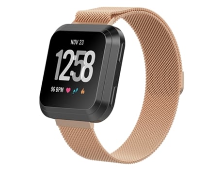 Correa de reloj inteligente para Fitbit Versa 2 / Fitbit Versa / Fitbit Versa Lite milanesa, tamaño pequeño: 2,3 x 22,5 cm (oro rosa)