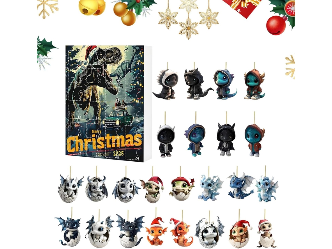 Calendarios De Adviento De Navidad- Lindas Figuras Planas De Dragones | 24 Días 24