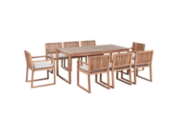 Conjunto De Jantar De Exterior Para 8 Pessoas Beliani Sassari Premium De Madeira De Acácia Certificada Castanho 180x90x75