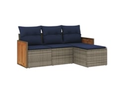 Maison Exclusive - Conjunto De Sofá De Jardín De 4 Piezas Con Cojines, Poliratán Gris