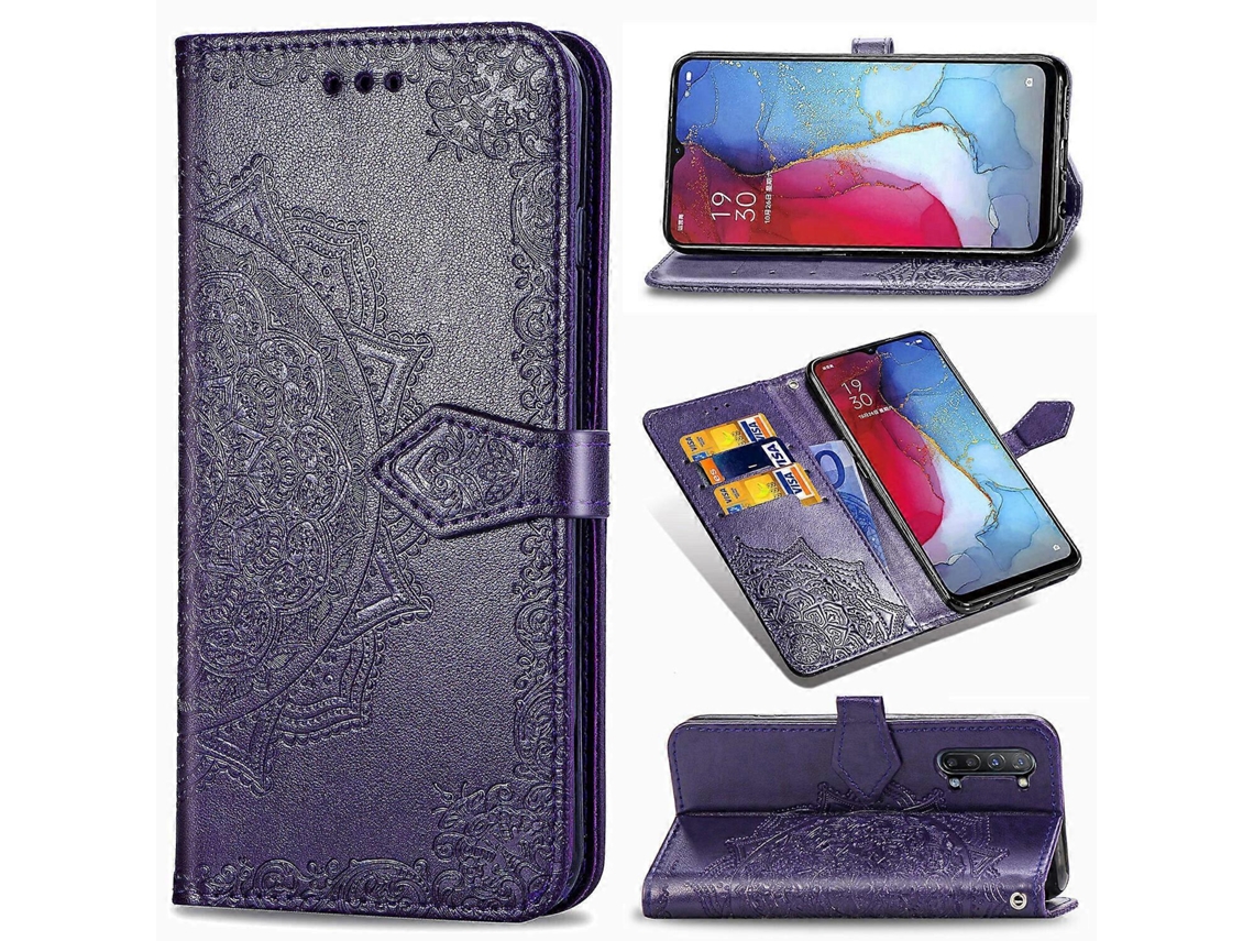 Funda De Piel Tipo Cartera Con Diseño De Mandala Para Oppo Find X2 Lite, Con Protección Magnética Antigolpes - Oro Rosa