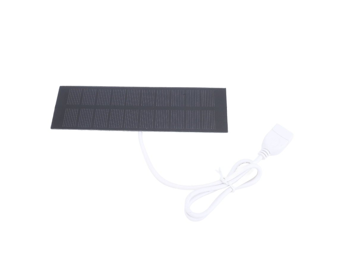 Cargador solar portátil Primerox de 1W y 5V para luz y ventilador.