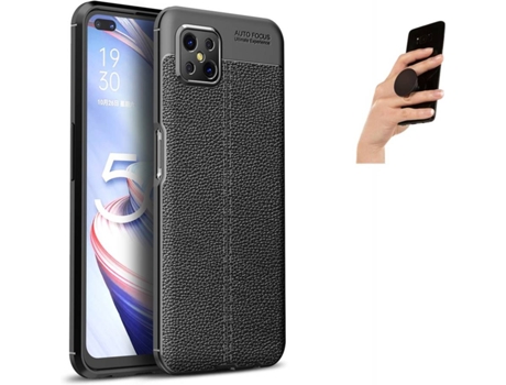 Carcasa y Popsocket Oppo Reno4Z 5G Rugged Leather Negro