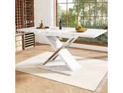 La Mesa De Comedor Extensible Se Puede Ampliar Hasta 118-157 Cm Con La Ayuda Del Panel De Extensión Incorporado.