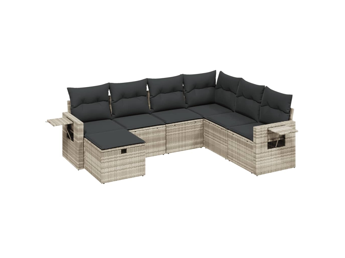 Maison Exclusive - Set De Sofás De Jardín 7 Pzas Con Cojines Ratán Pe Gris Claro